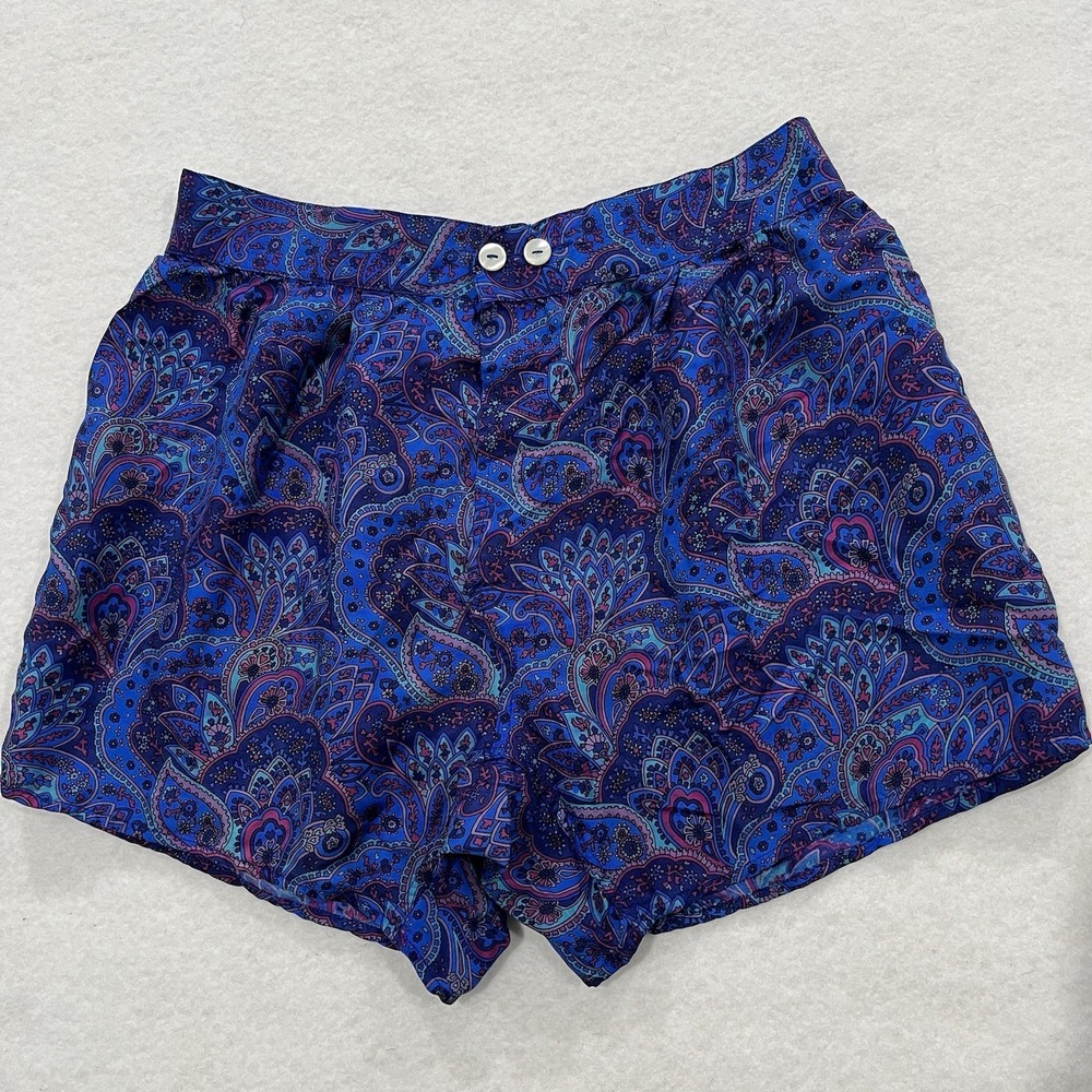 Victoria Secret Gold Label Silk Boxer Shorts Italy VTG Luxury Sleepwear Paisley